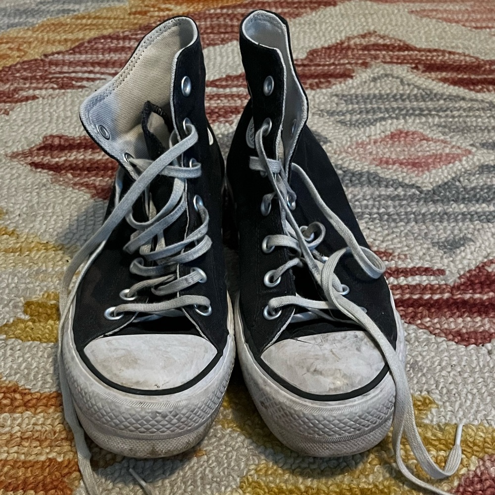 Converse Black High-Tops with White Platform Soles